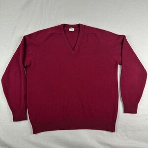 Vtg 1950s Brooks Brothers Sweater Mens 46 XL V-Neck Lambswool Made in England